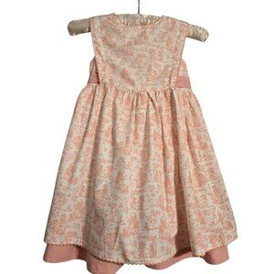 Maggie & Zoe Girls Pink White Toile Print Pinafore Cotton Spring Easter Dress 5